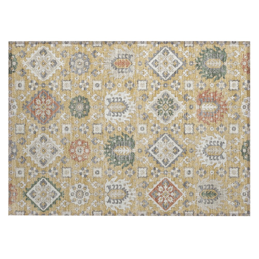 Machine Washable Indoor/Outdoor Chantille ACN2200 Gold 1'8" x 2'6" Rug. Picture 1