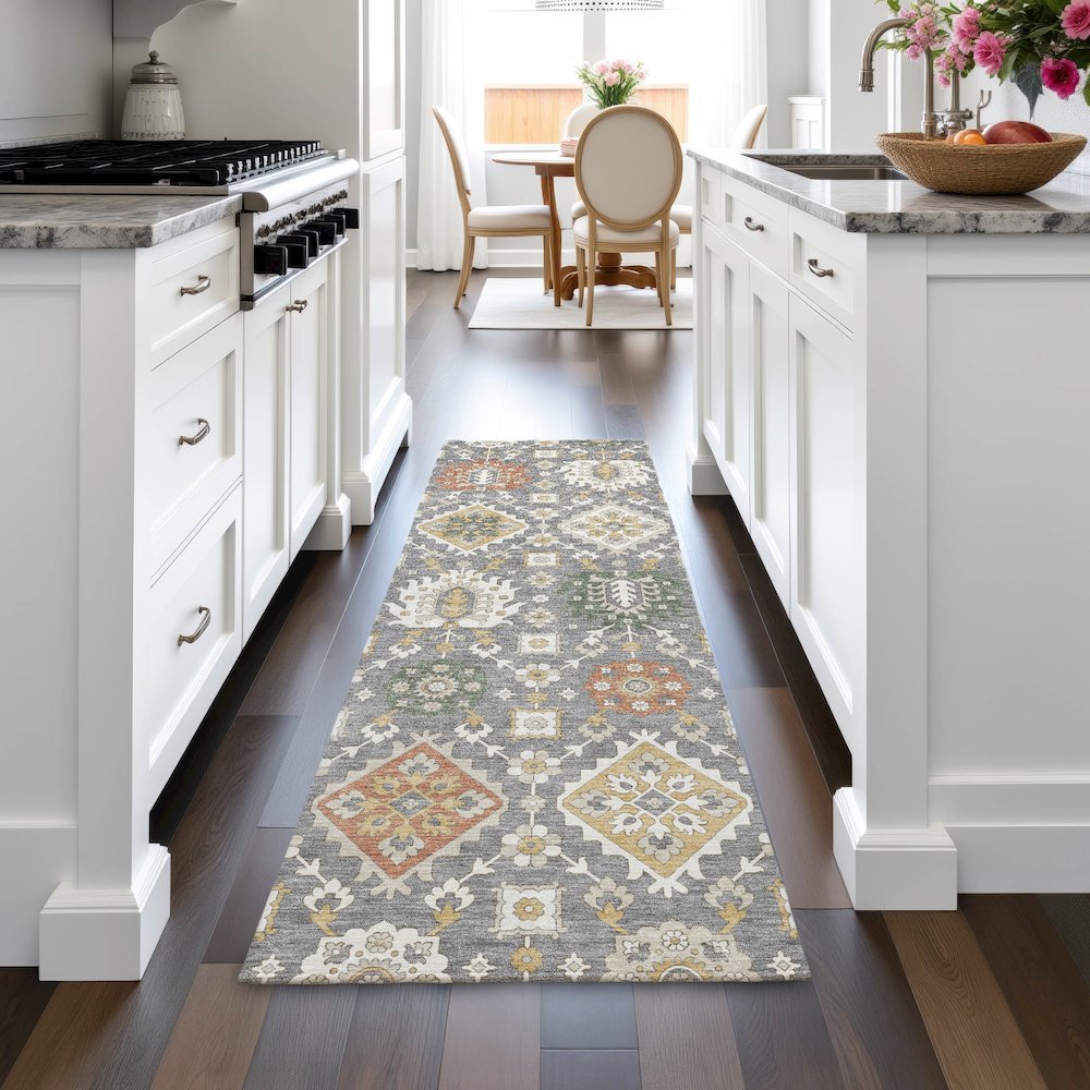 Machine Washable Indoor/Outdoor Chantille ACN2200 Gray 2'3" x 7'6" Runner Rug. Picture 5