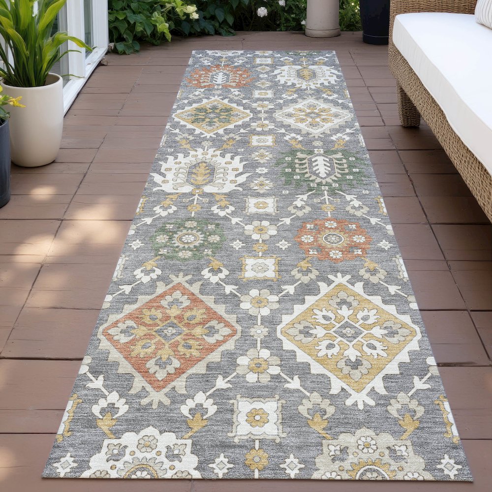 Machine Washable Indoor/Outdoor Chantille ACN2200 Gray 2'3" x 7'6" Runner Rug. Picture 6
