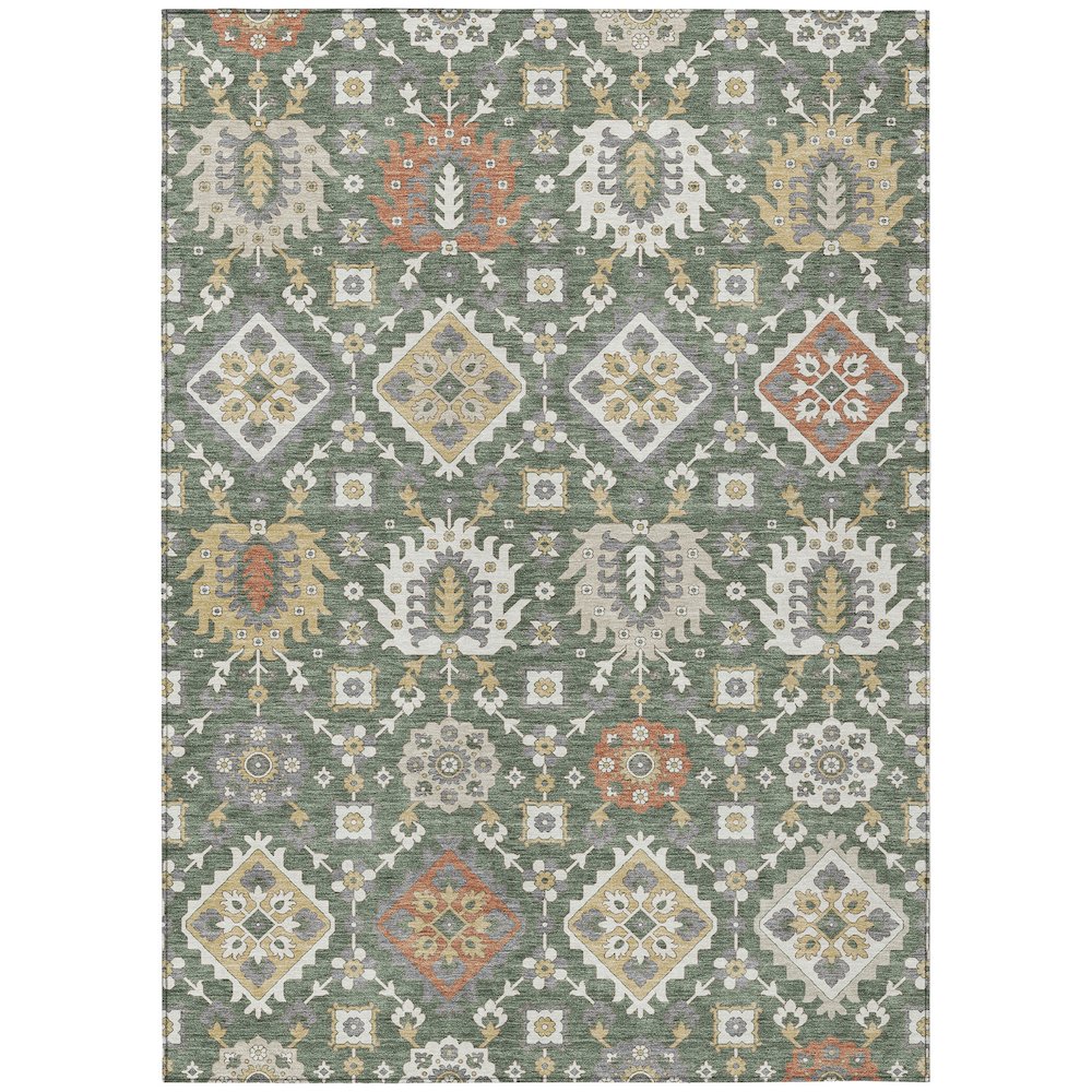 Machine Washable Indoor/Outdoor Chantille ACN2200 Green 2'6" x 3'10" Rug. Picture 1