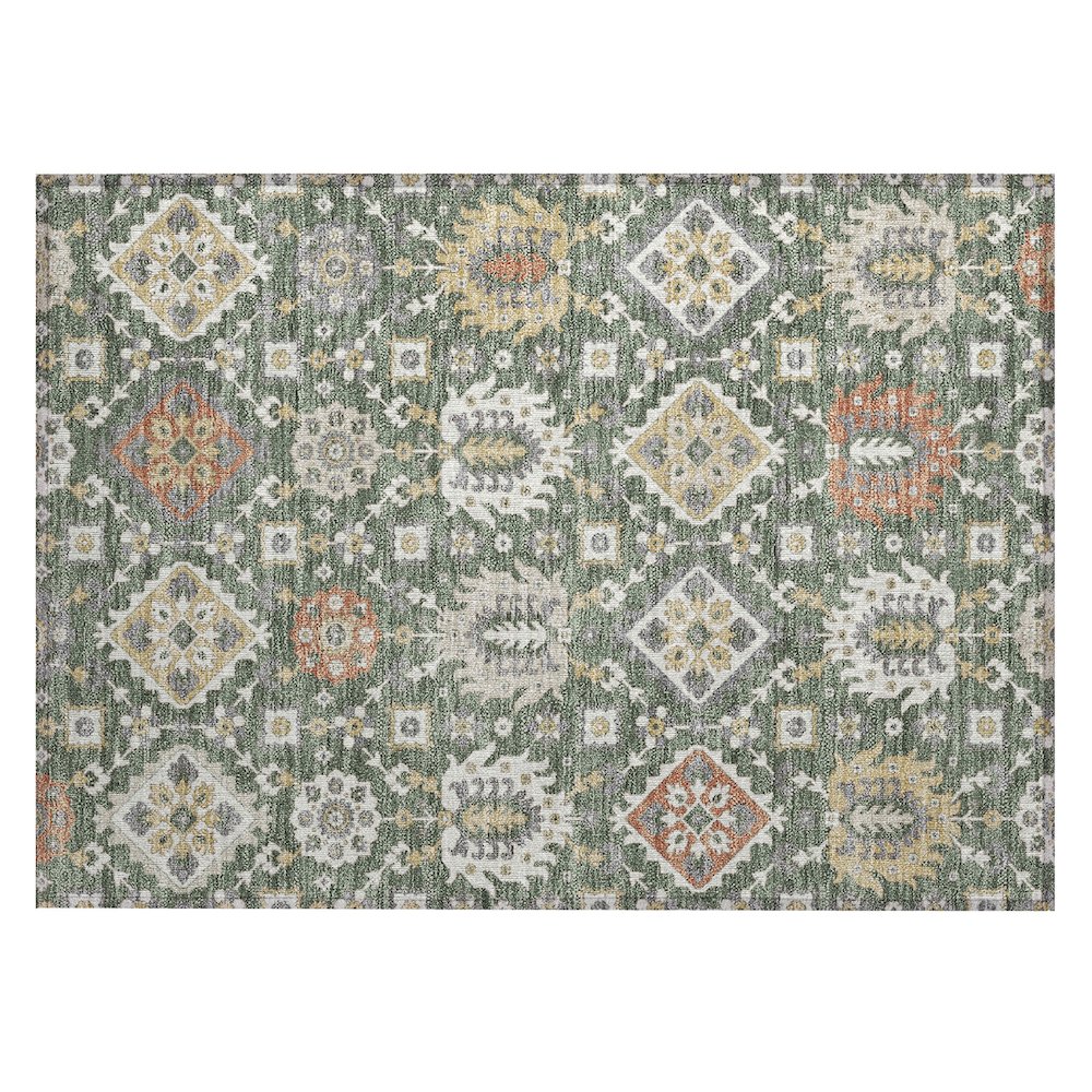 Machine Washable Indoor/Outdoor Chantille ACN2200 Green 1'8" x 2'6" Rug. Picture 1