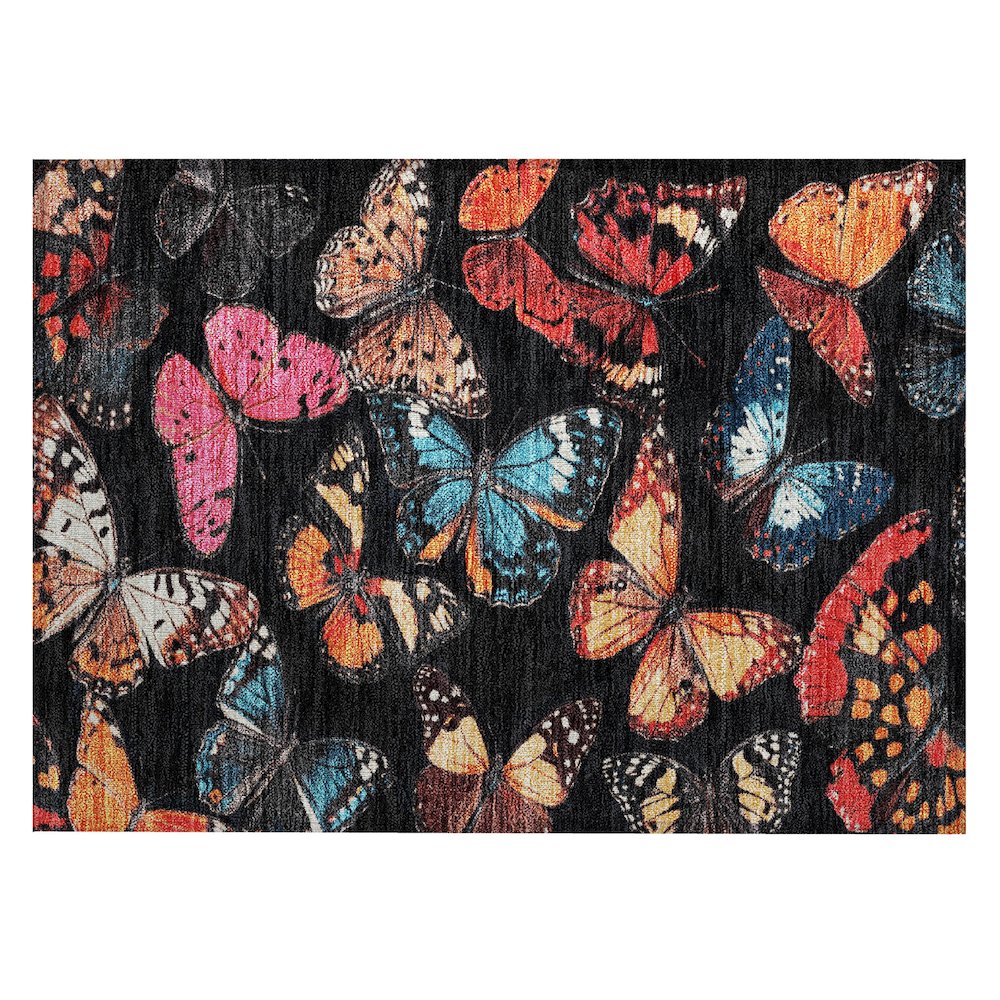 Machine Washable Indoor/Outdoor Chantille ACN2201 Black 1'8" x 2'6" Rug. Picture 1