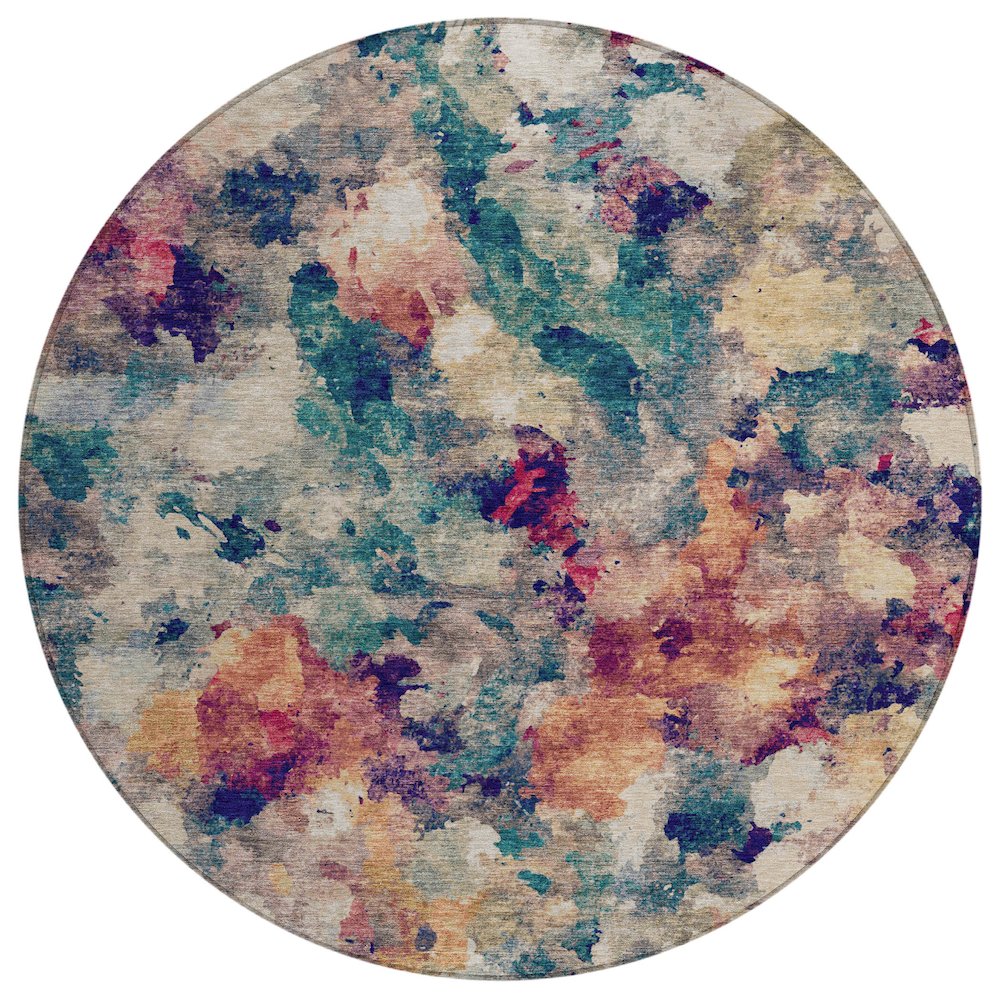 Machine Washable Indoor/Outdoor Chantille ACN2203 Putty 8' x 8' Round Rug. Picture 1