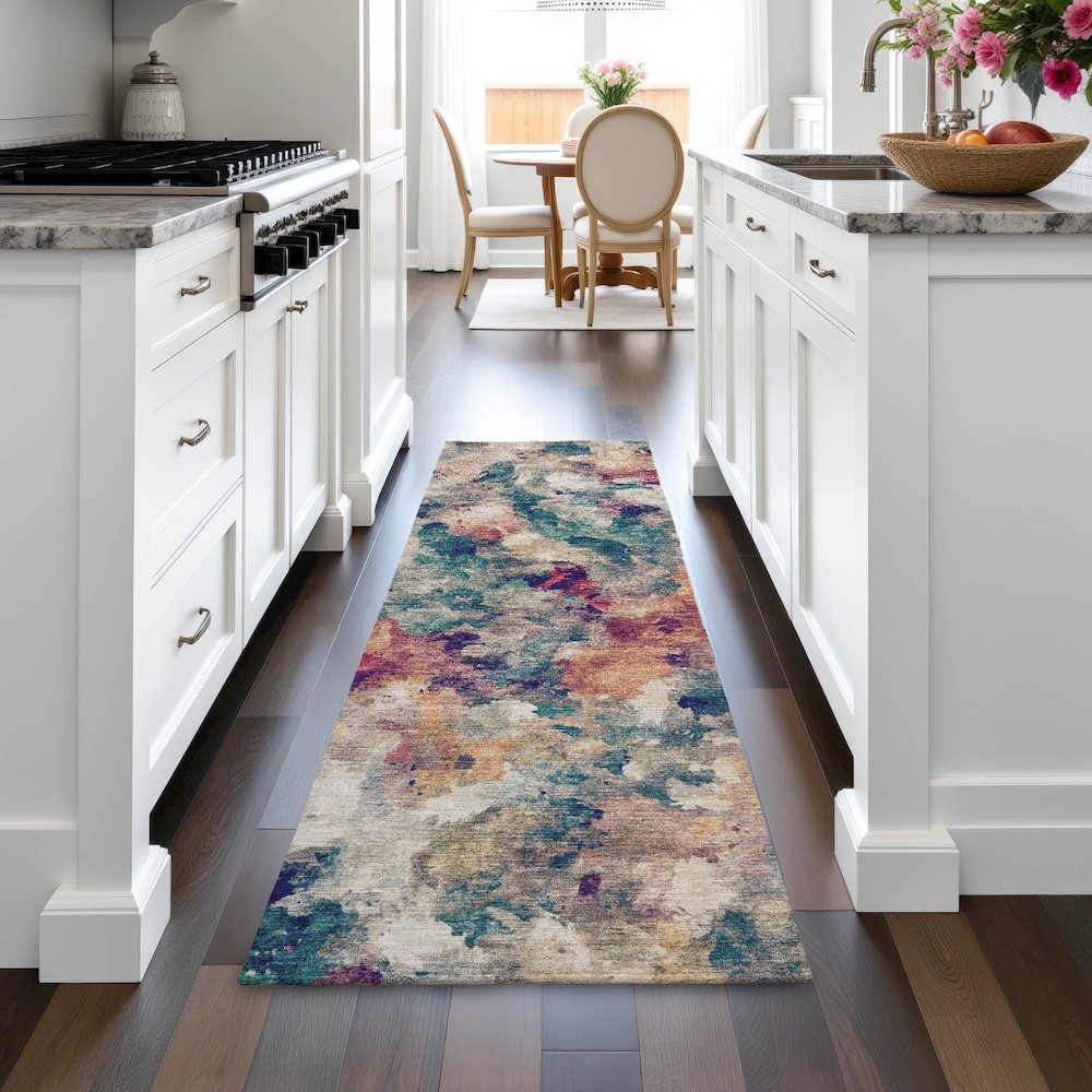Machine Washable Indoor/Outdoor Chantille ACN2203 Putty 2'3" x 7'6" Runner Rug. Picture 5