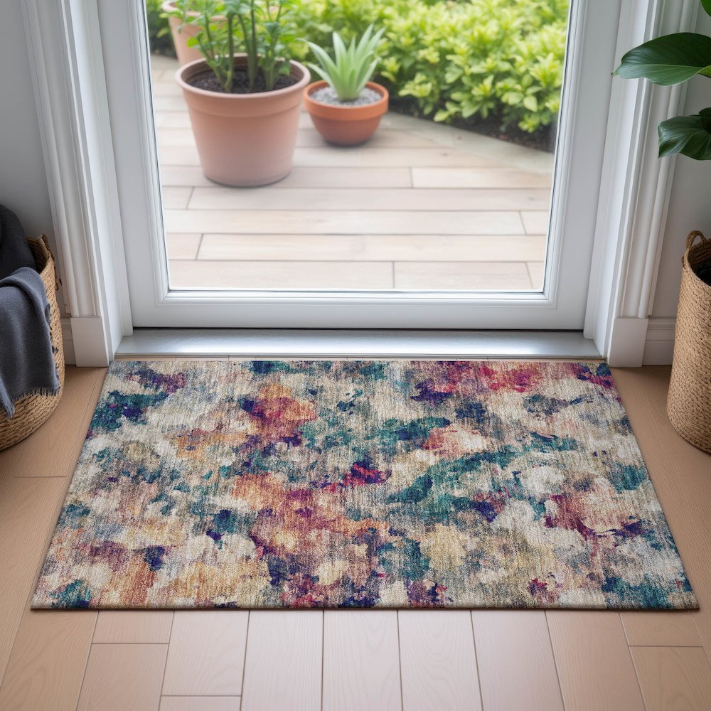 Machine Washable Indoor/Outdoor Chantille ACN2203 Putty 1'8" x 2'6" Rug. Picture 5