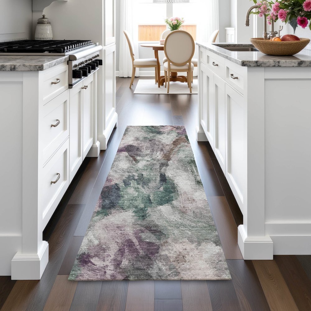 Machine Washable Indoor/Outdoor Chantille ACN2204 Green 2'3" x 7'6" Runner Rug. Picture 5