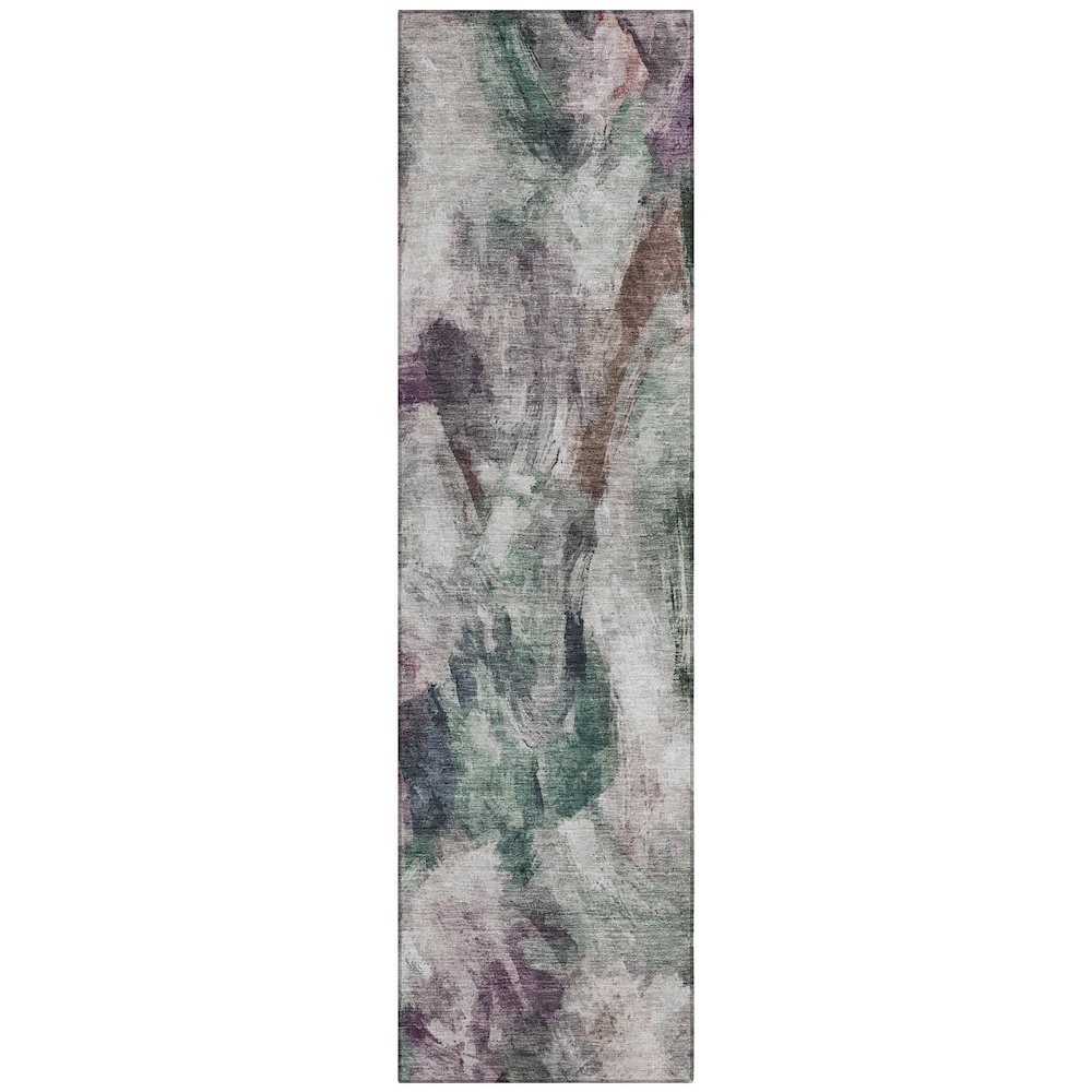 Machine Washable Indoor/Outdoor Chantille ACN2204 Green 2'3" x 7'6" Runner Rug. Picture 1