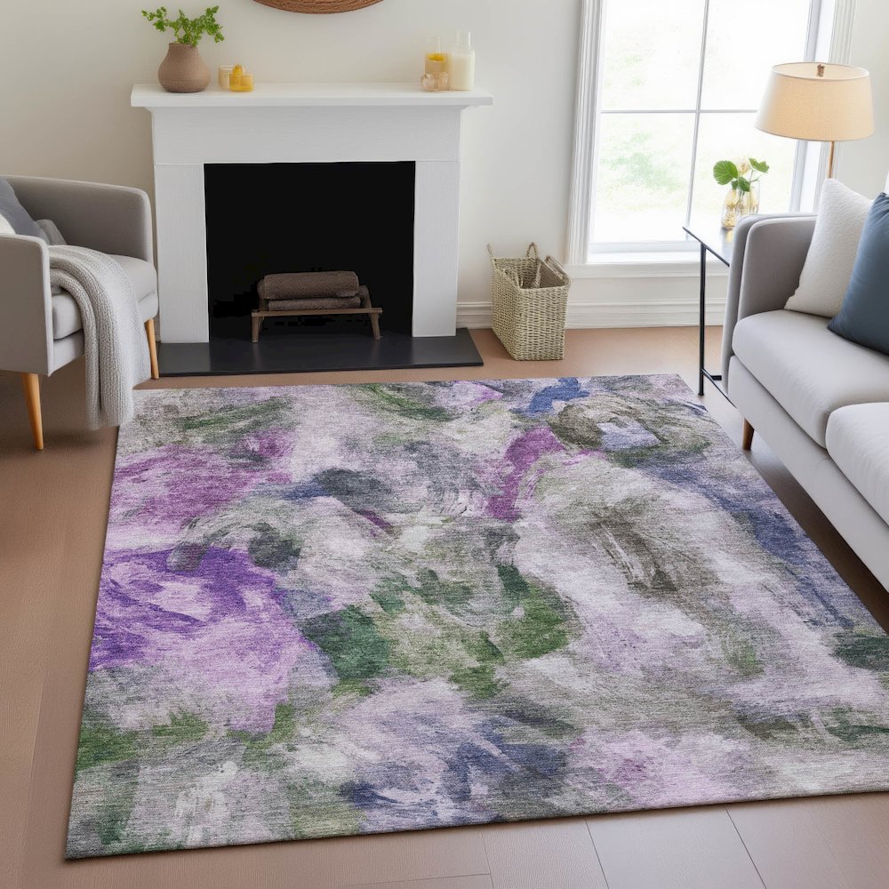 Machine Washable Indoor/Outdoor Chantille ACN2204 Lavender 2'6" x 3'10" Rug. Picture 5