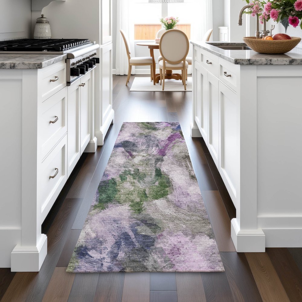 Machine Washable Indoor/Outdoor Chantille ACN2204 Lavender 2'3"x7'6" Runner Rug. Picture 5
