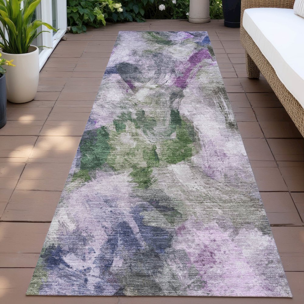 Machine Washable Indoor/Outdoor Chantille ACN2204 Lavender 2'3"x7'6" Runner Rug. Picture 6