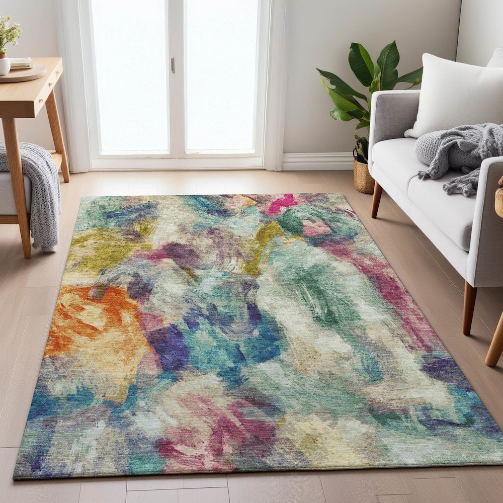 Machine Washable Indoor/Outdoor Chantille ACN2204 Sage 2'6" x 3'10" Rug. Picture 5