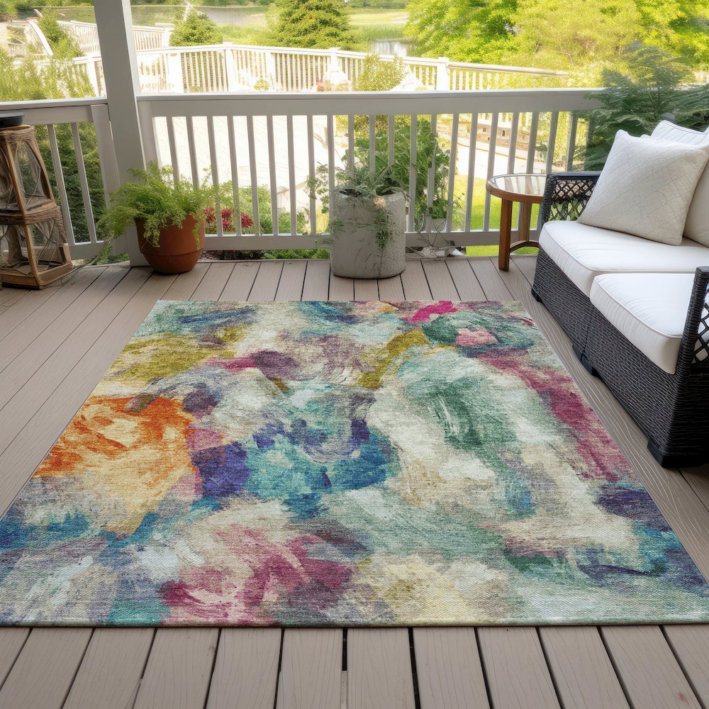 Machine Washable Indoor/Outdoor Chantille ACN2204 Sage 2'6" x 3'10" Rug. Picture 7