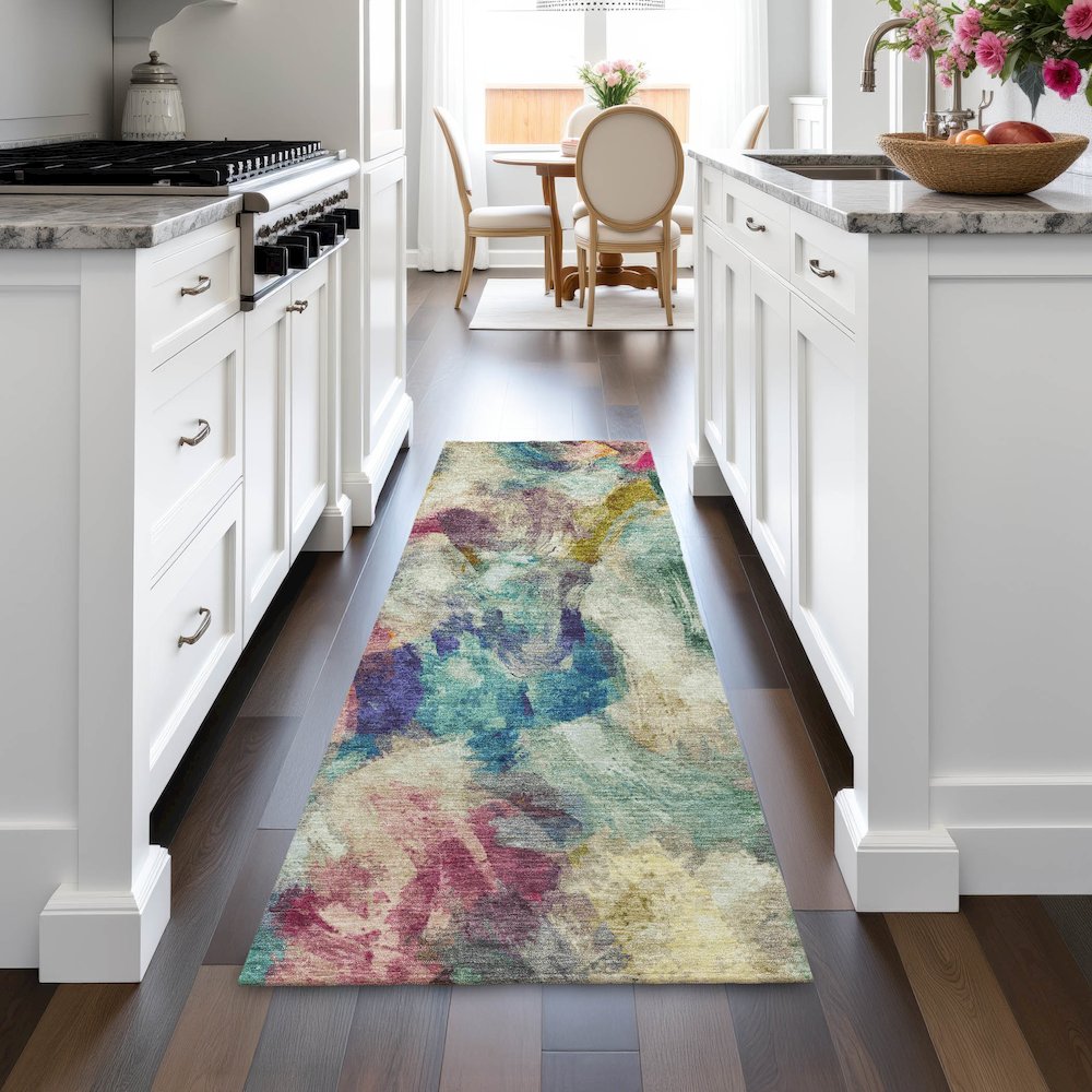 Machine Washable Indoor/Outdoor Chantille ACN2204 Sage 2'3" x 7'6" Runner Rug. Picture 5