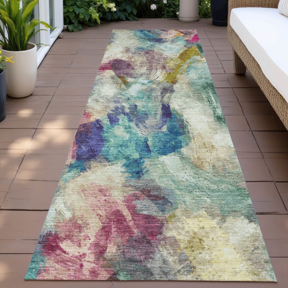 Machine Washable Indoor/Outdoor Chantille ACN2204 Sage 2'3" x 7'6" Runner Rug. Picture 6