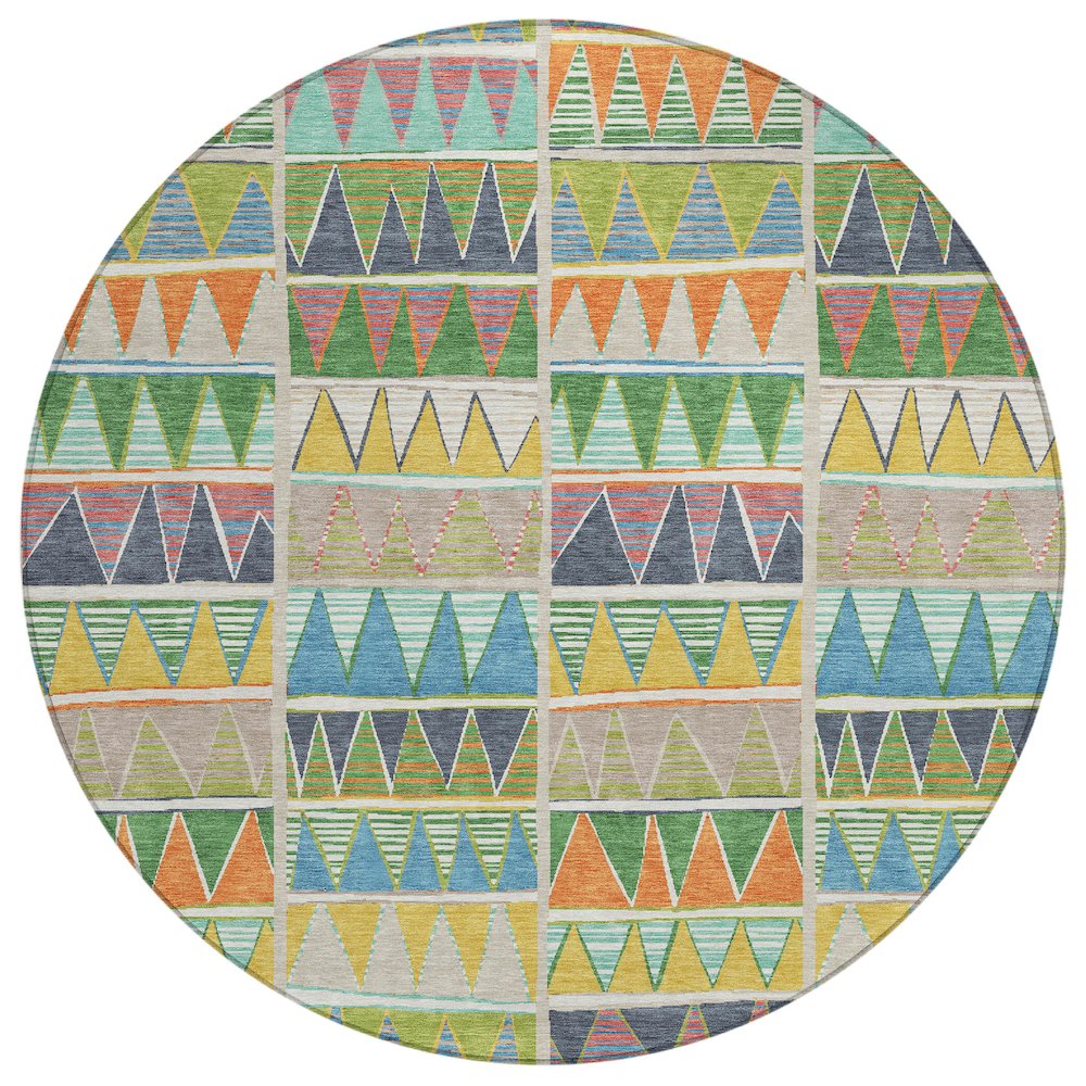 Machine Washable Indoor/Outdoor Chantille ACN2205 Beige 8' x 8' Round Rug. Picture 1