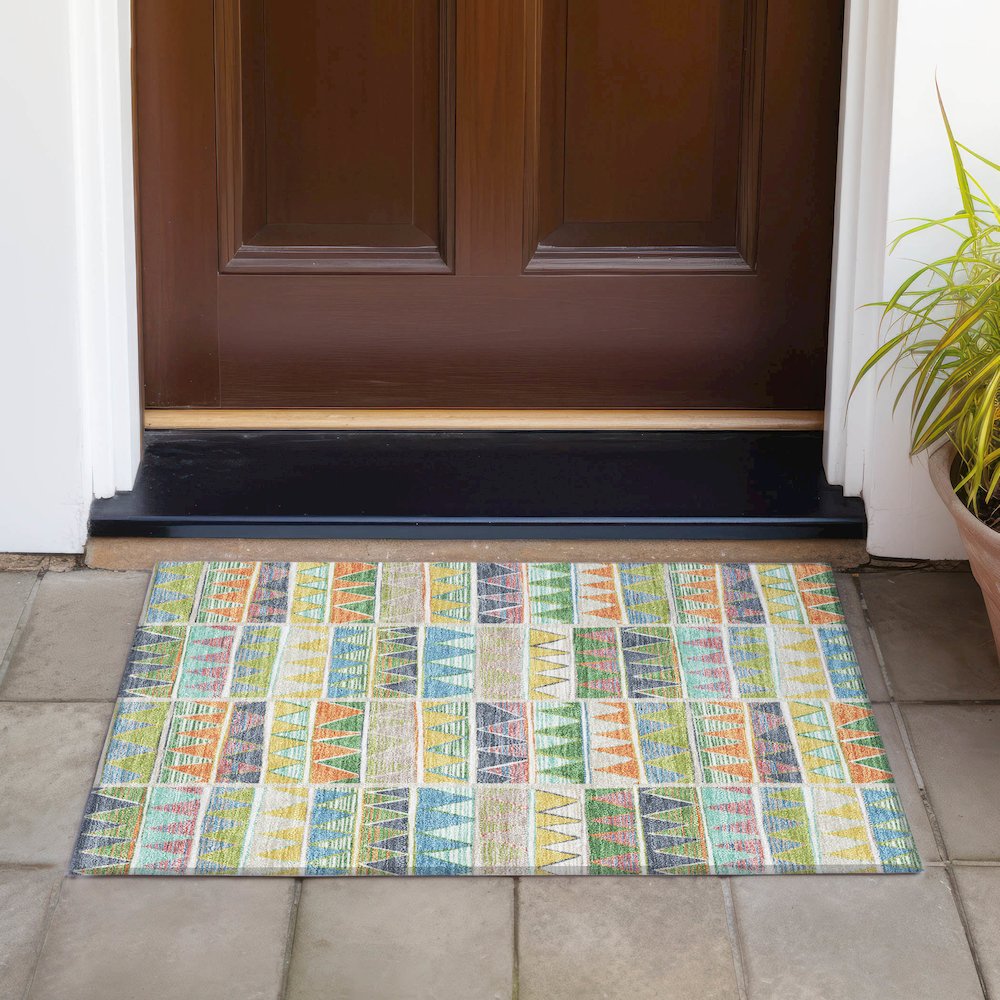 Machine Washable Indoor/Outdoor Chantille ACN2205 Beige 1'8" x 2'6" Rug. Picture 6