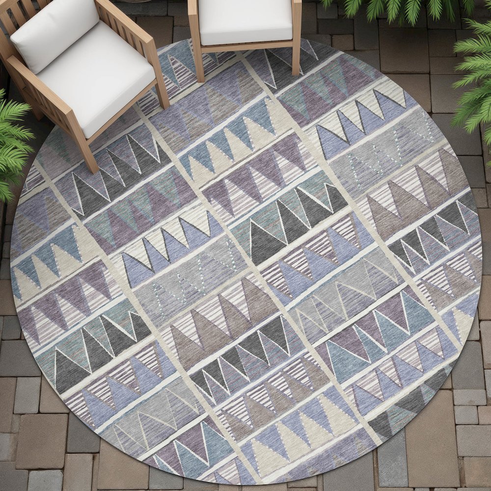 Machine Washable Indoor/Outdoor Chantille ACN2205 Lavender 8' x 8' Round Rug. Picture 6
