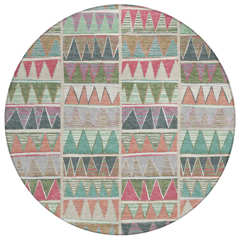 Machine Washable Indoor/Outdoor Chantille ACN2205 Salmon 8' x 8' Round Rug. Picture 1