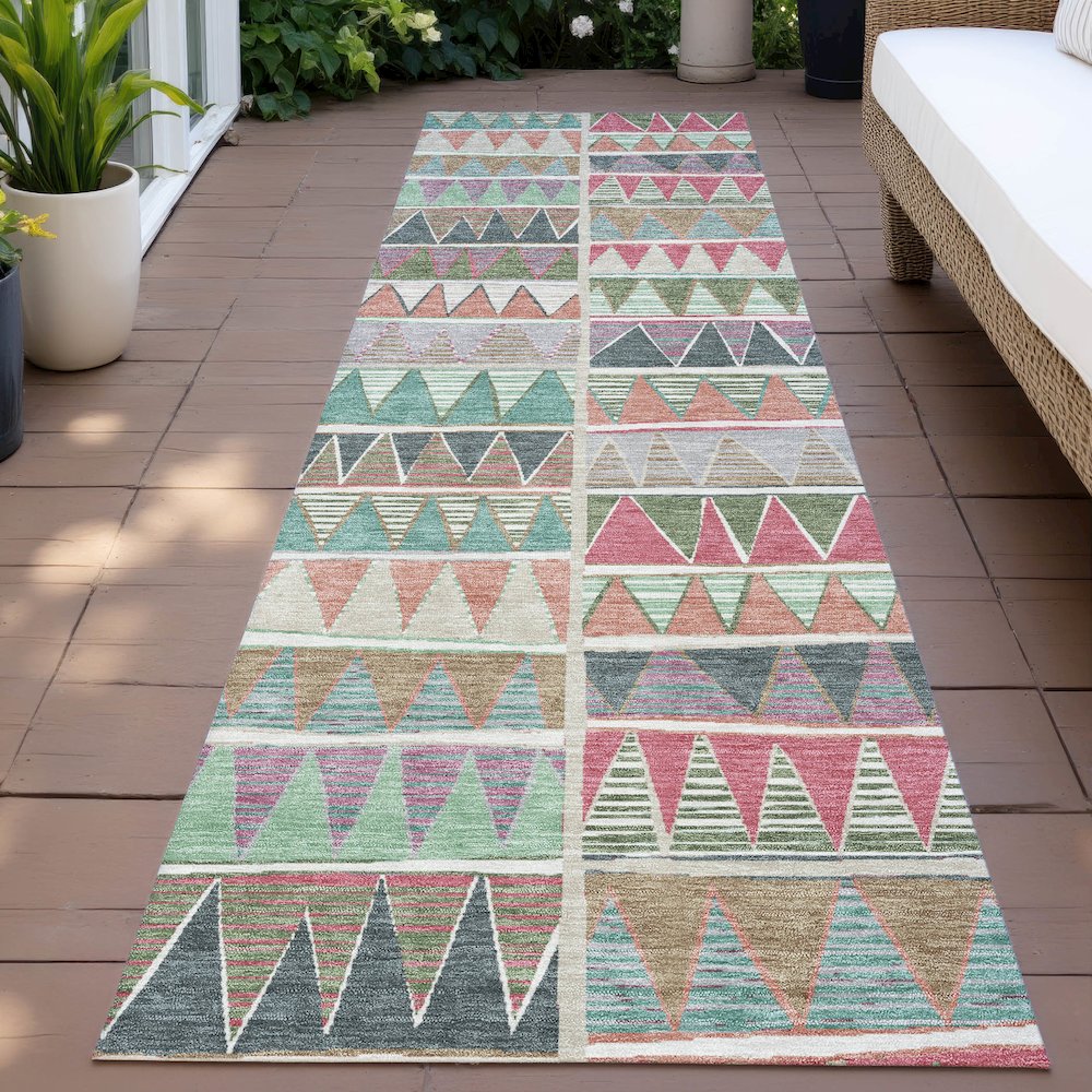 Machine Washable Indoor/Outdoor Chantille ACN2205 Salmon 2'3" x 7'6" Runner Rug. Picture 6