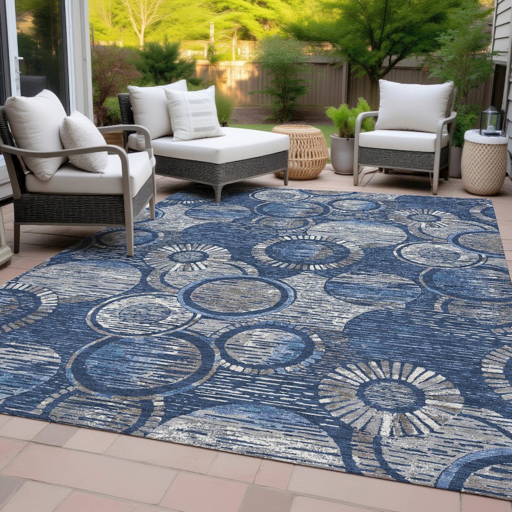 Machine Washable Indoor/Outdoor Chantille ACN2206 Navy 2'6" x 3'10" Rug. Picture 8