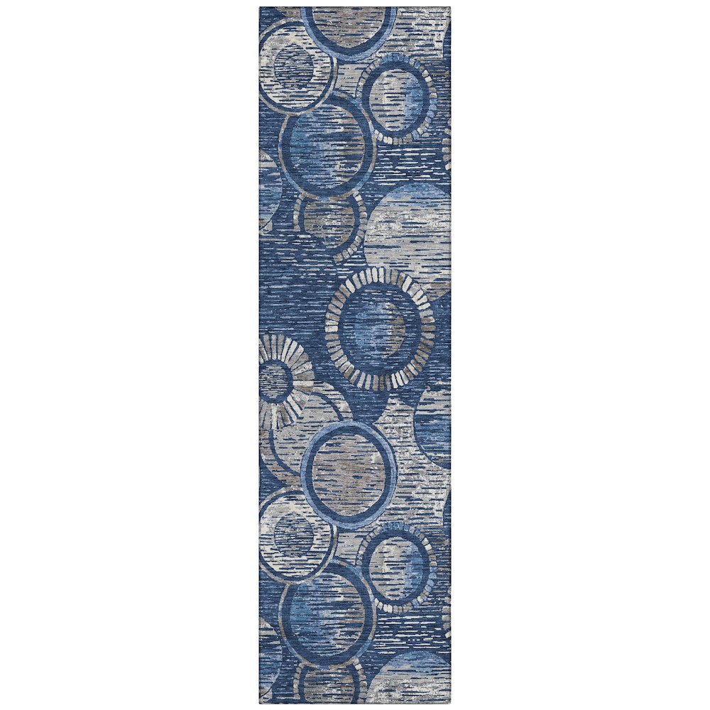 Machine Washable Indoor/Outdoor Chantille ACN2206 Navy 2'3" x 7'6" Runner Rug. Picture 1