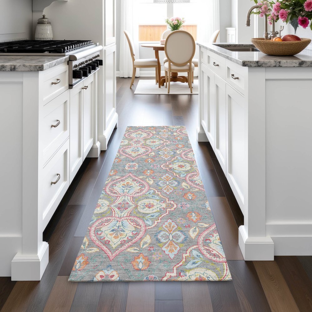 Machine Washable Indoor/Outdoor Chantille ACN2207 Gray 2'3" x 7'6" Runner Rug. Picture 5