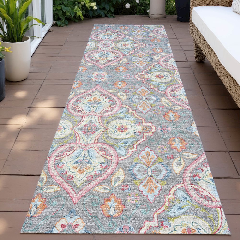Machine Washable Indoor/Outdoor Chantille ACN2207 Gray 2'3" x 7'6" Runner Rug. Picture 6