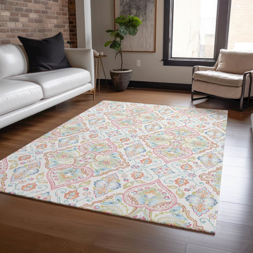 Machine Washable Indoor/Outdoor Chantille ACN2207 Ivory 2'6" x 3'10" Rug. Picture 5