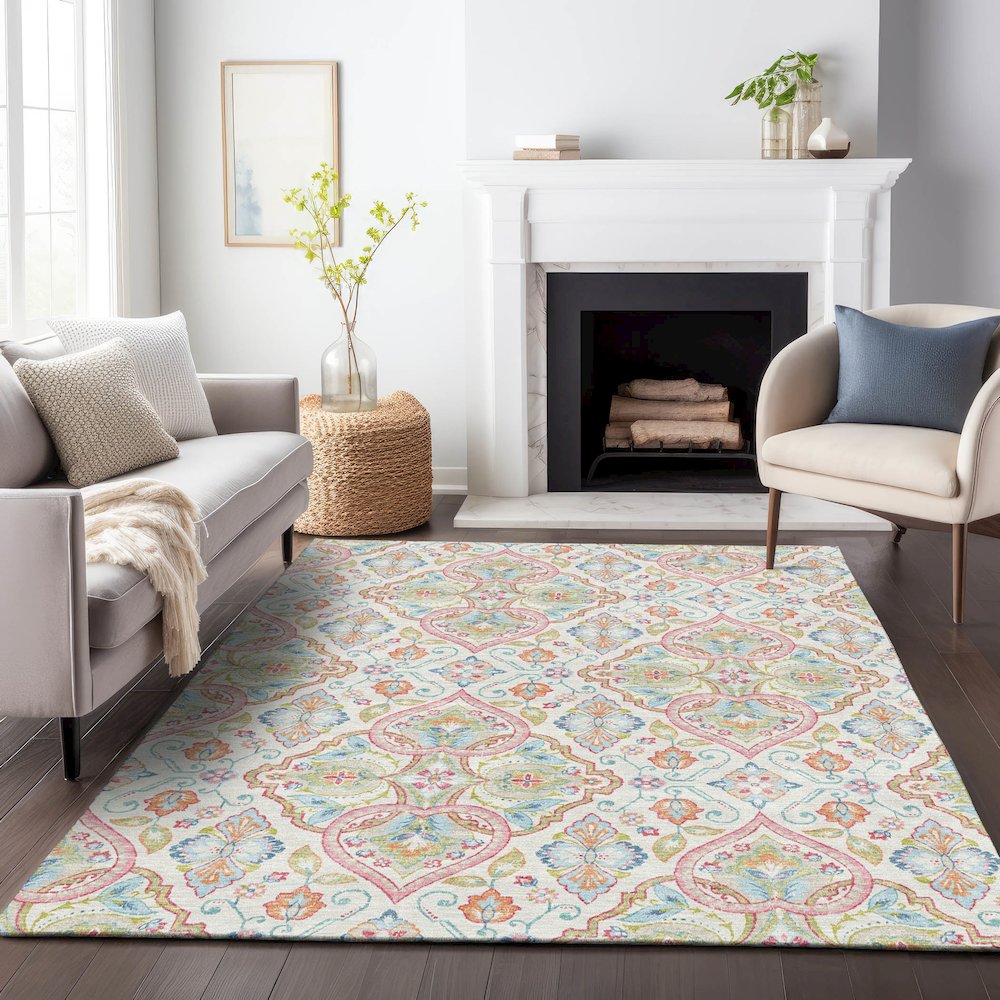 Machine Washable Indoor/Outdoor Chantille ACN2207 Ivory 2'6" x 3'10" Rug. Picture 6