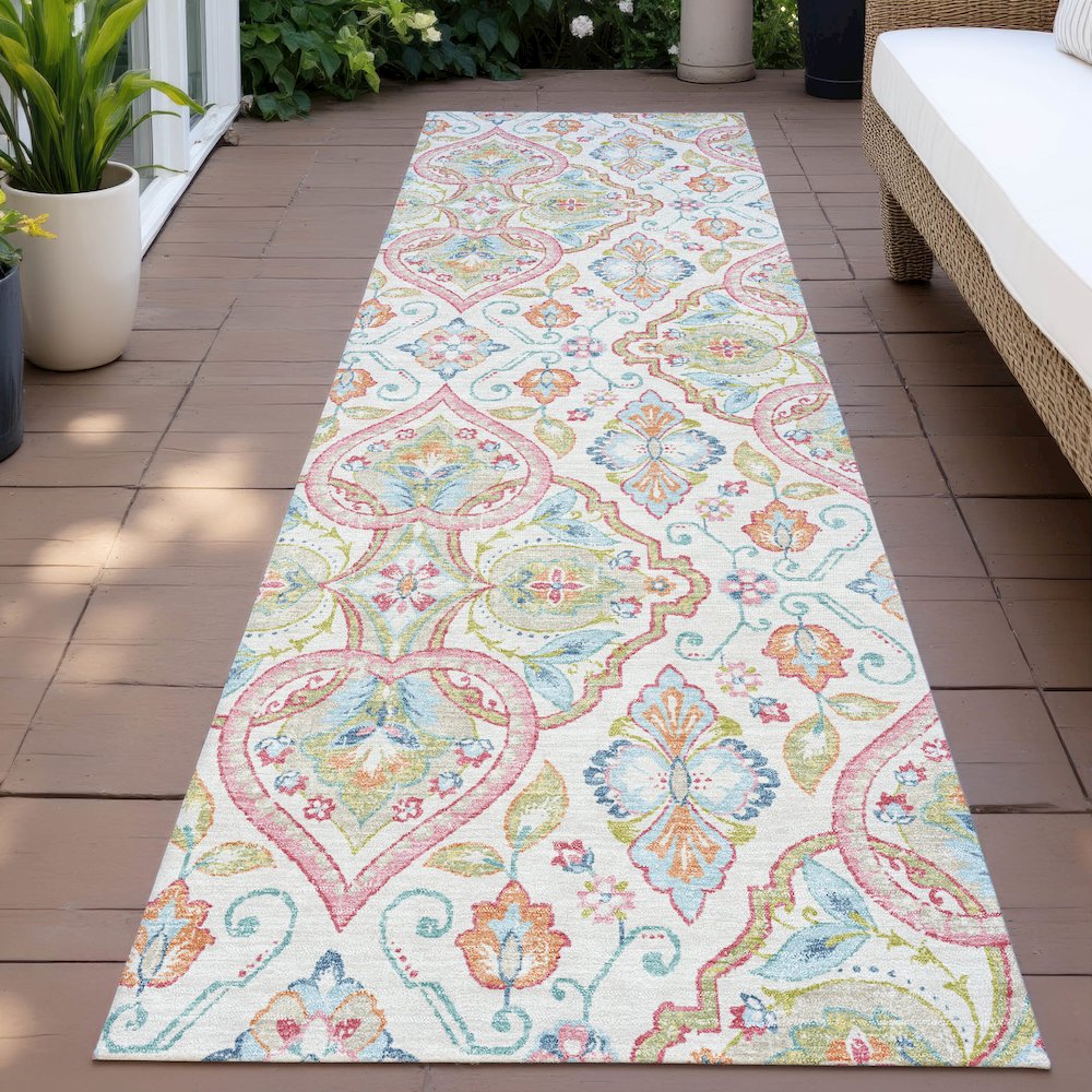 Machine Washable Indoor/Outdoor Chantille ACN2207 Ivory 2'3" x 7'6" Runner Rug. Picture 6