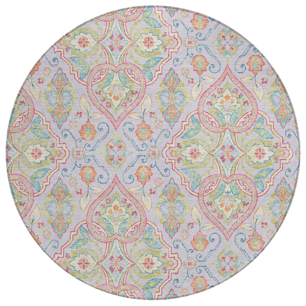 Machine Washable Indoor/Outdoor Chantille ACN2207 Lavender 8' x 8' Round Rug. Picture 1