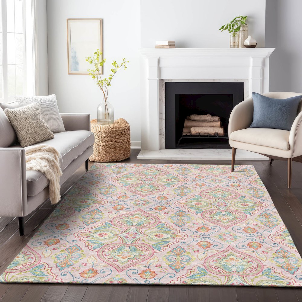 Machine Washable Indoor/Outdoor Chantille ACN2207 Pink 2'6" x 3'10" Rug. Picture 6