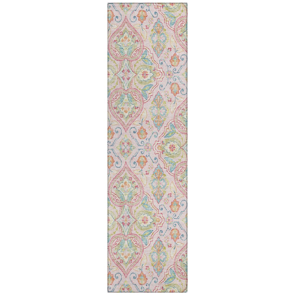 Machine Washable Indoor/Outdoor Chantille ACN2207 Pink 2'3" x 7'6" Runner Rug. Picture 1