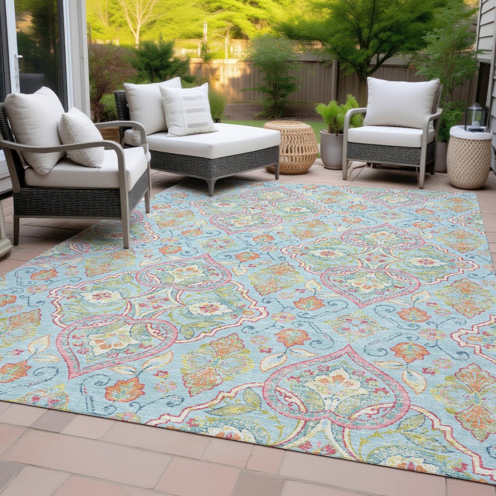 Machine Washable Indoor/Outdoor Chantille ACN2207 Sky 2'6" x 3'10" Rug. Picture 8