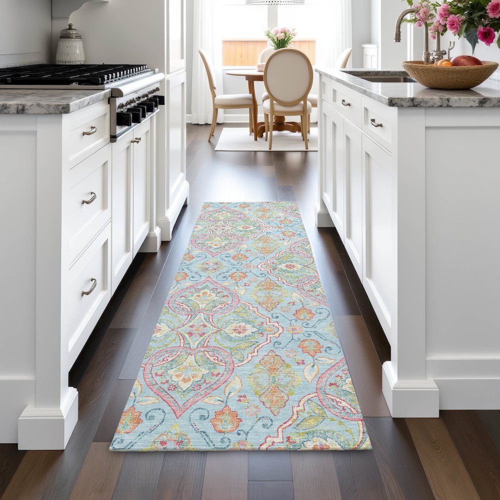Machine Washable Indoor/Outdoor Chantille ACN2207 Sky 2'3" x 7'6" Runner Rug. Picture 5