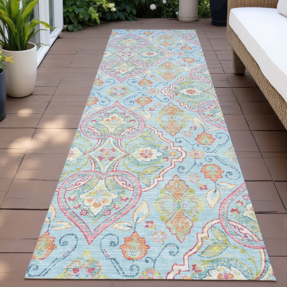 Machine Washable Indoor/Outdoor Chantille ACN2207 Sky 2'3" x 7'6" Runner Rug. Picture 6