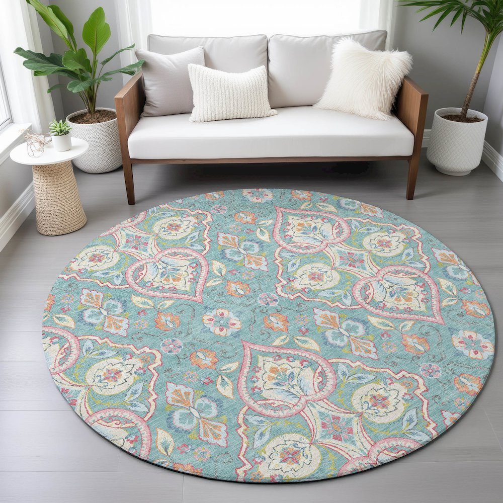 Machine Washable Indoor/Outdoor Chantille ACN2207 Spa 8' x 8' Round Rug. Picture 5
