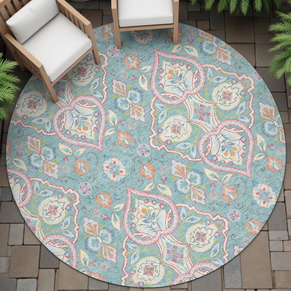 Machine Washable Indoor/Outdoor Chantille ACN2207 Spa 8' x 8' Round Rug. Picture 6