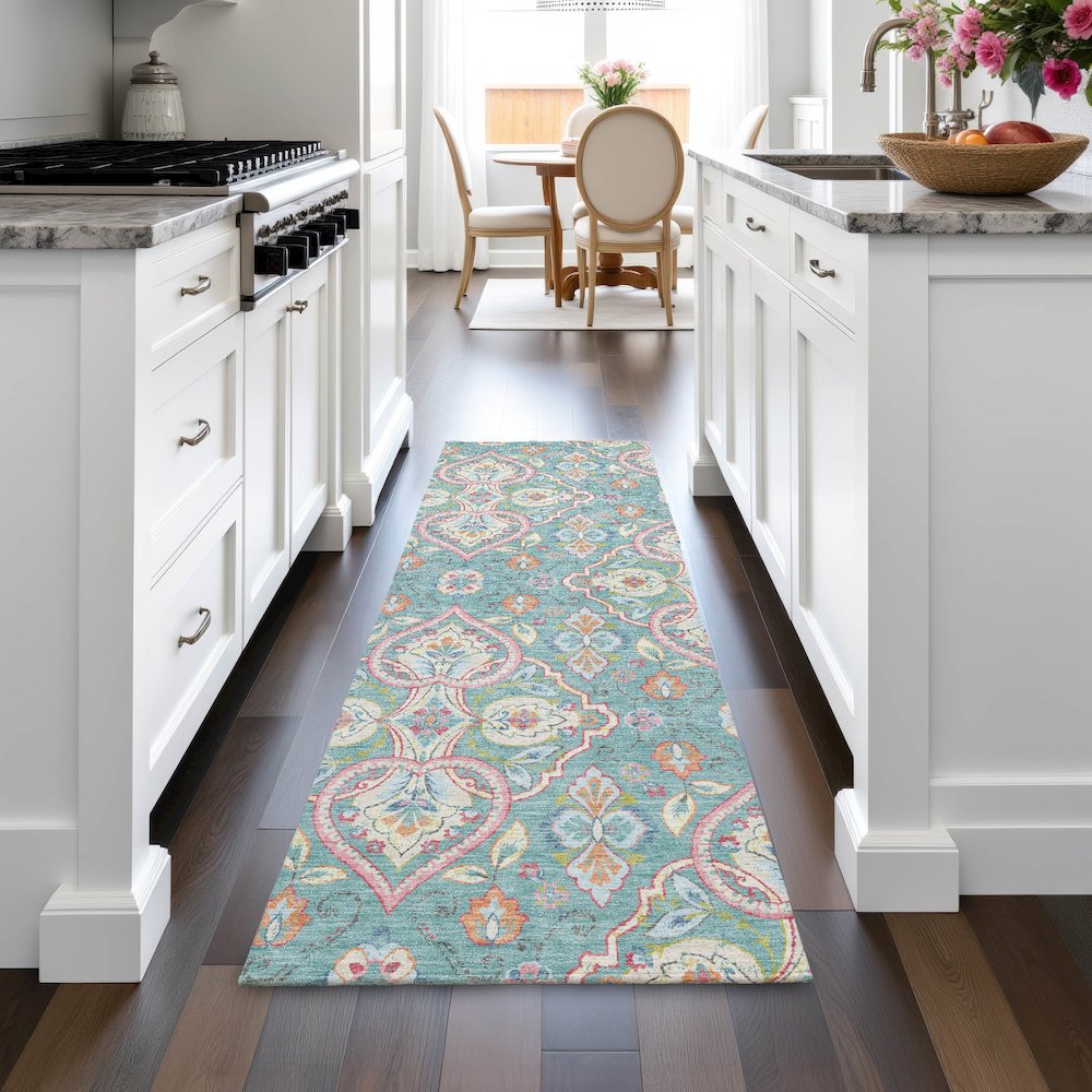 Machine Washable Indoor/Outdoor Chantille ACN2207 Spa 2'3" x 7'6" Runner Rug. Picture 5