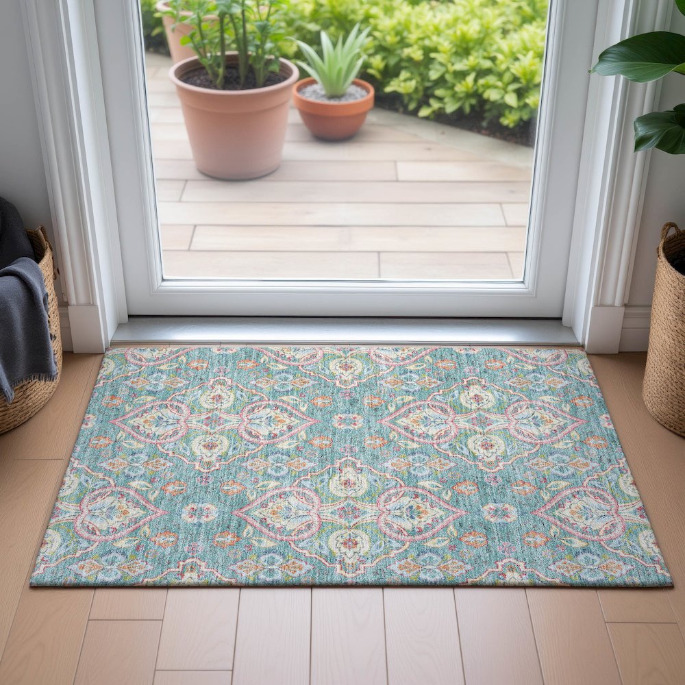 Machine Washable Indoor/Outdoor Chantille ACN2207 Spa 1'8" x 2'6" Rug. Picture 5