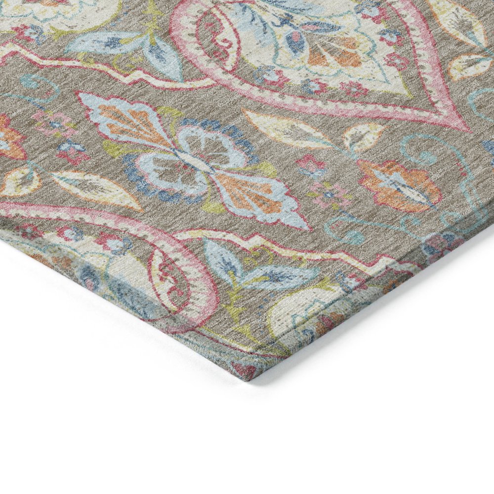 Machine Washable Indoor/Outdoor Chantille ACN2207 Taupe 1'8" x 2'6" Rug. Picture 3