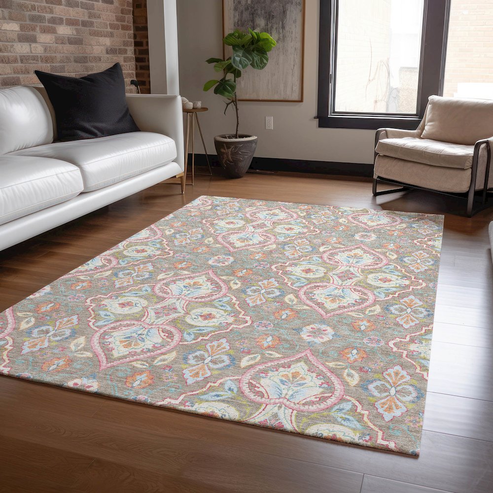 Machine Washable Indoor/Outdoor Chantille ACN2207 Taupe 2'6" x 3'10" Rug. Picture 5
