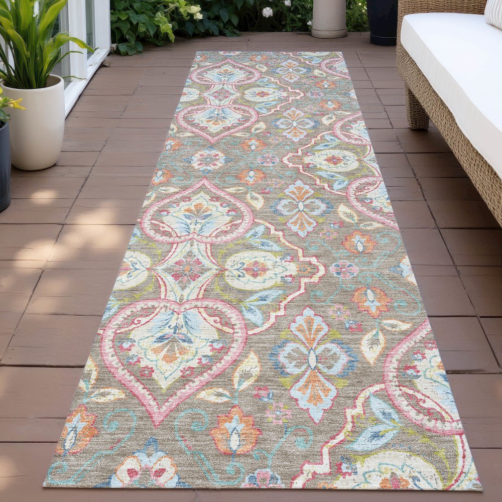 Machine Washable Indoor/Outdoor Chantille ACN2207 Taupe 2'3" x 7'6" Runner Rug. Picture 6