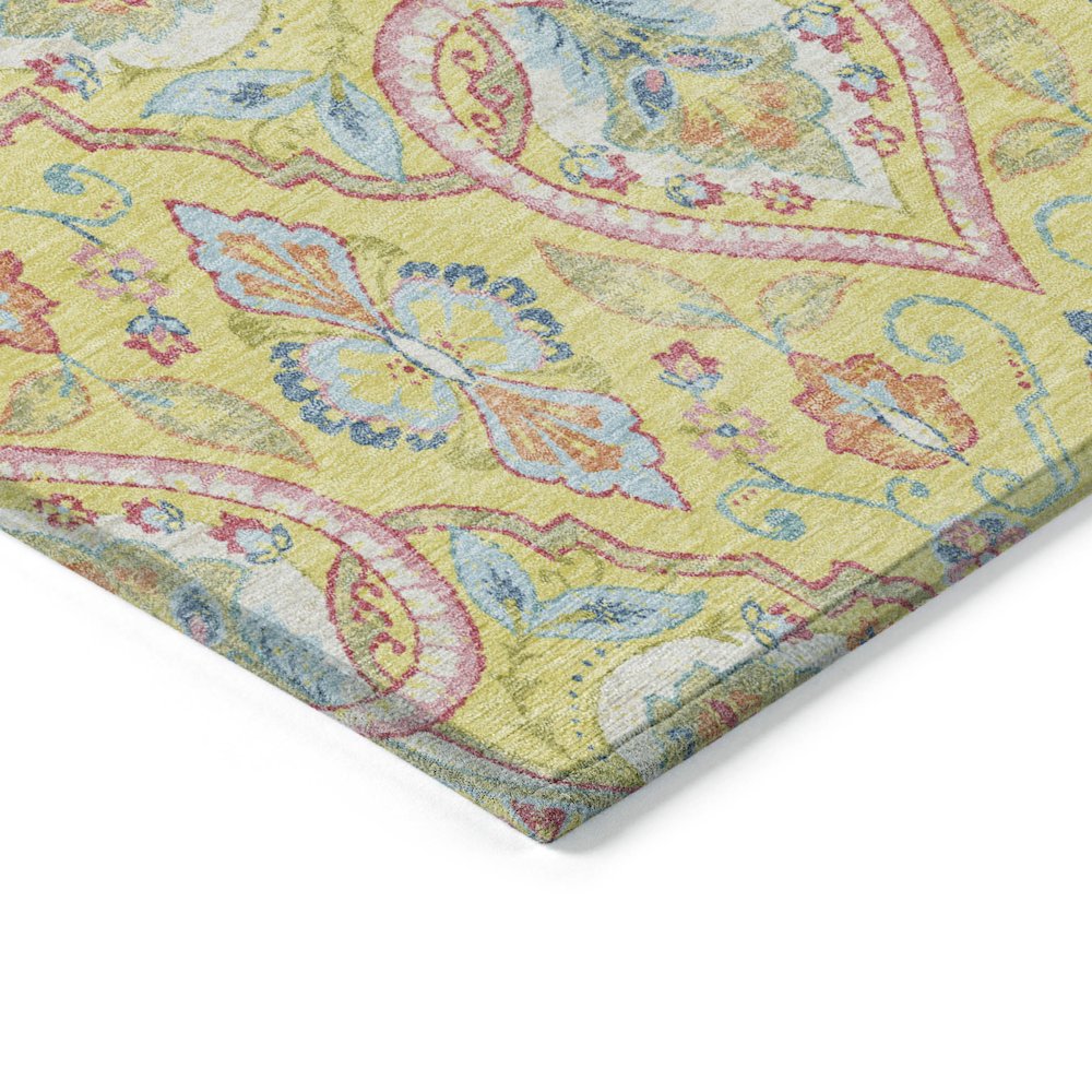 Machine Washable Indoor/Outdoor Chantille ACN2207 Yellow 1'8" x 2'6" Rug. Picture 3