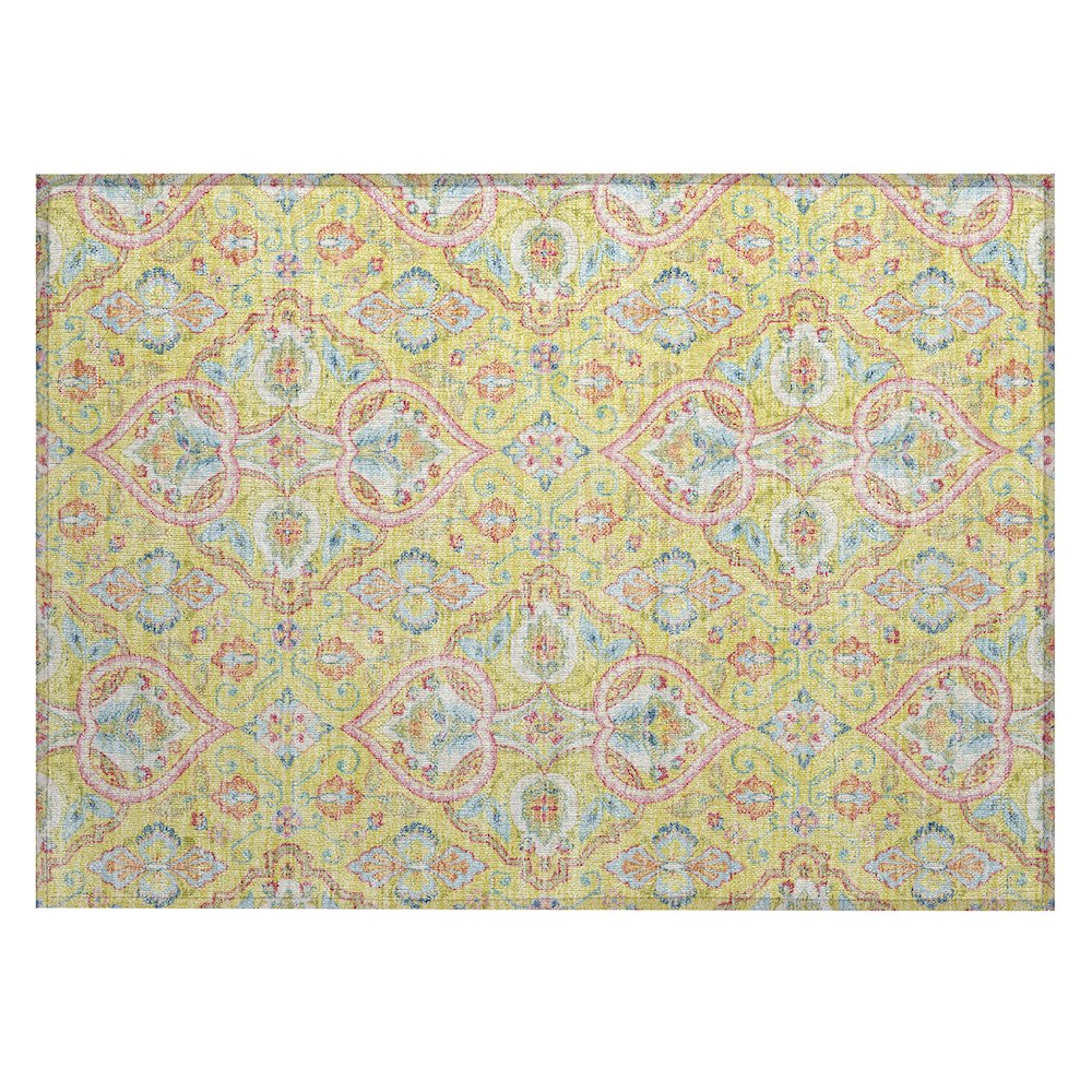 Machine Washable Indoor/Outdoor Chantille ACN2207 Yellow 1'8" x 2'6" Rug. Picture 1