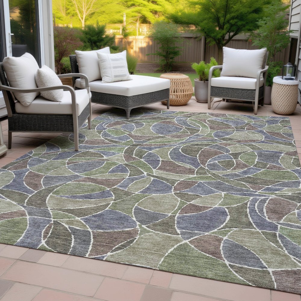 Machine Washable Indoor/Outdoor Chantille ACN2208 Green 2'6" x 3'10" Rug. Picture 8