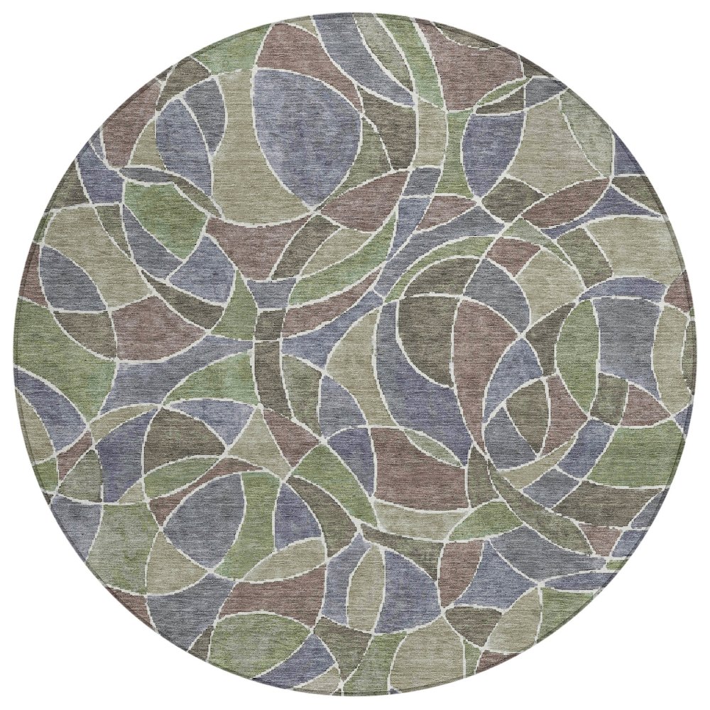 Machine Washable Indoor/Outdoor Chantille ACN2208 Green 8' x 8' Round Rug. Picture 1