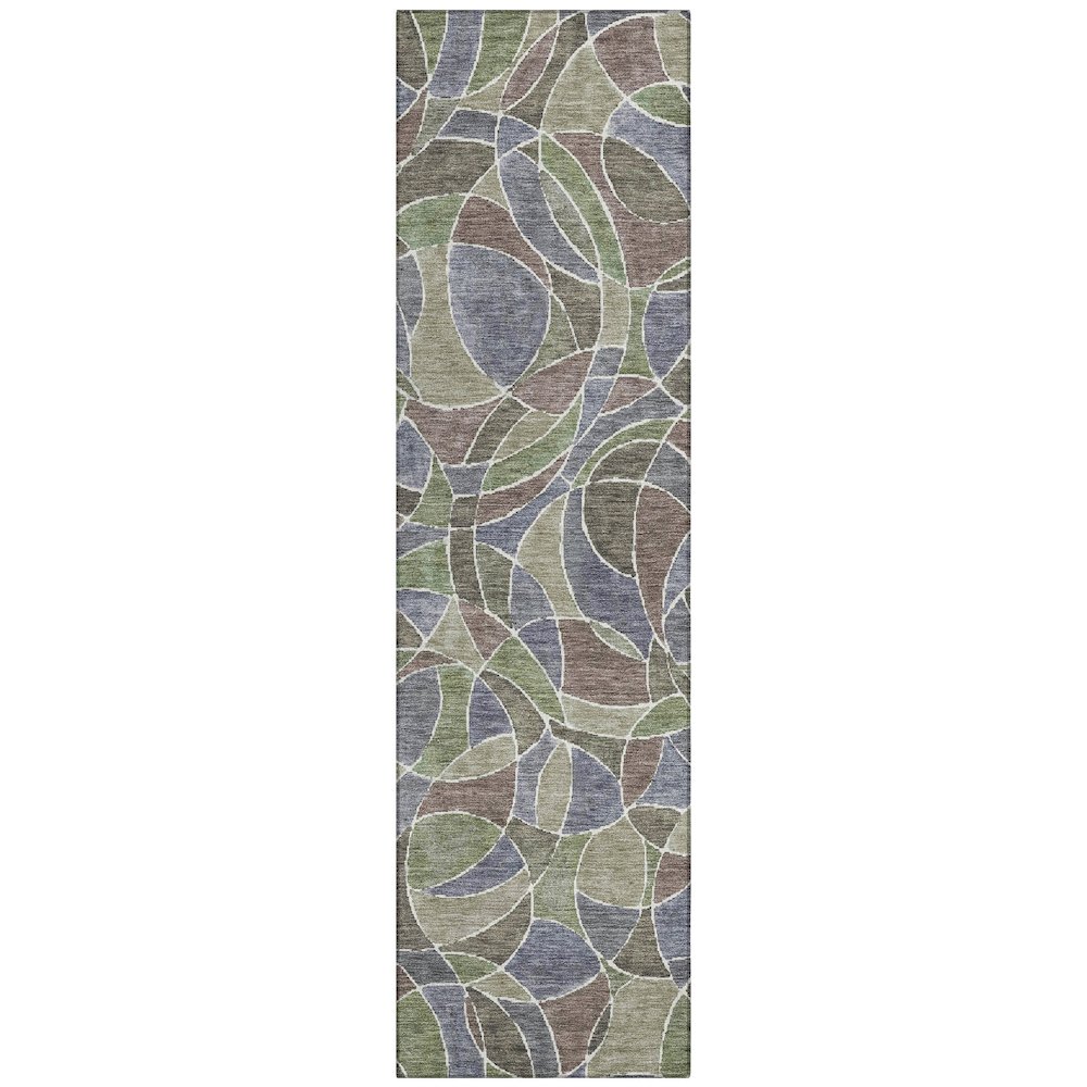 Machine Washable Indoor/Outdoor Chantille ACN2208 Green 2'3" x 7'6" Runner Rug. Picture 1