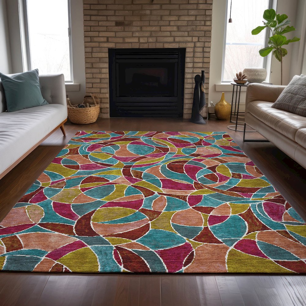 Machine Washable Indoor/Outdoor Chantille ACN2208 Merlot 2'6" x 3'10" Rug. Picture 6