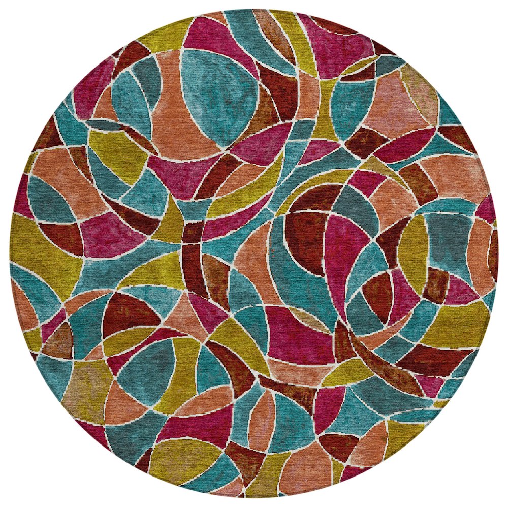 Machine Washable Indoor/Outdoor Chantille ACN2208 Merlot 8' x 8' Round Rug. Picture 1